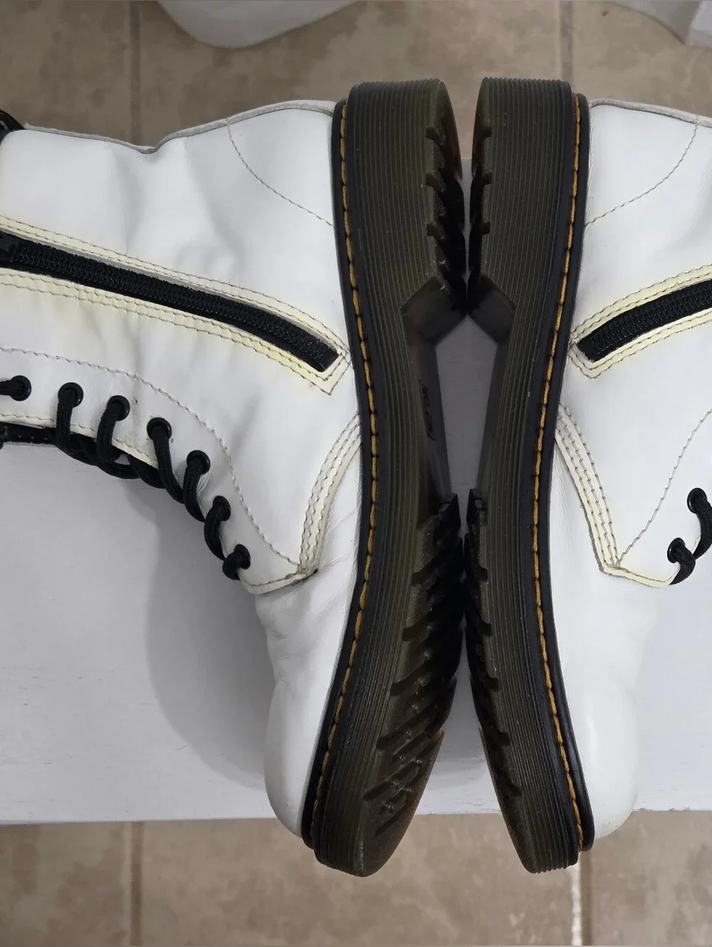 Dr. Martens Junior White Combat Boots Size US 4